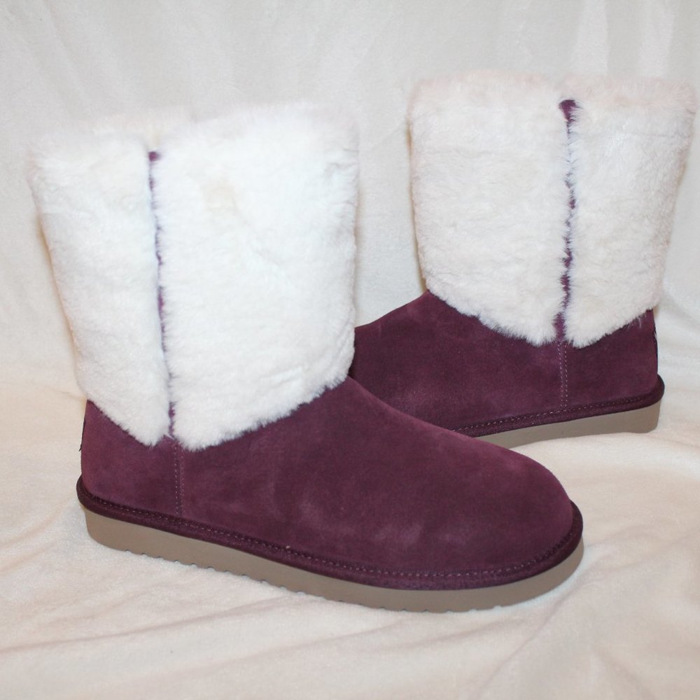 NIB UGG KOOLABURRA CLASSIC SHORT SUEDE SHEARLING‎ LINED WOMEN'S BOOTS BURGUNDY